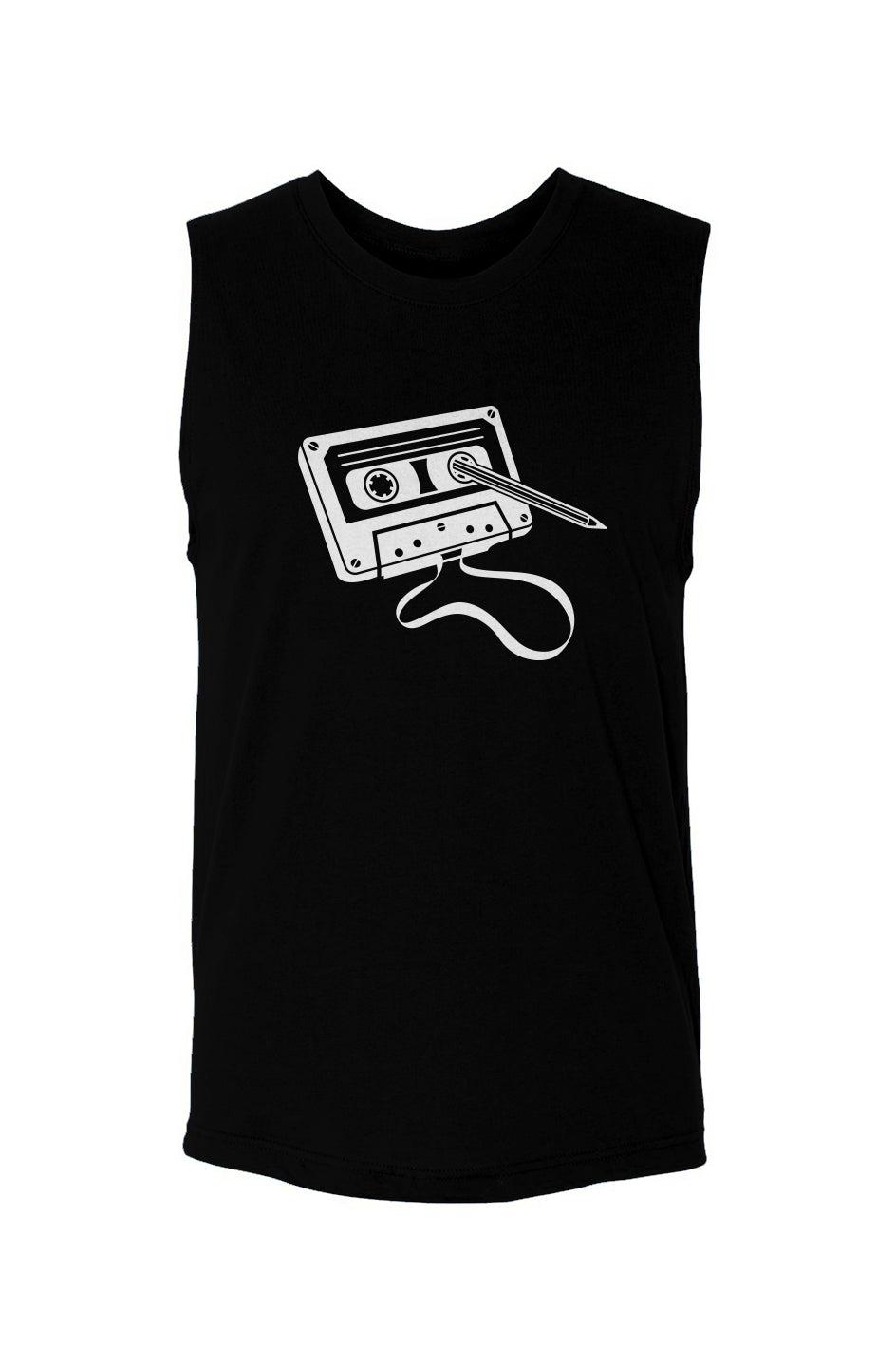 Cassette-with-pencil-&-ribbon (White)-Unisex muscle tank