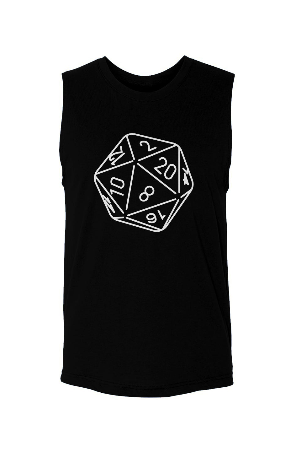 12 sided die (White on black)-unisex muscle tank