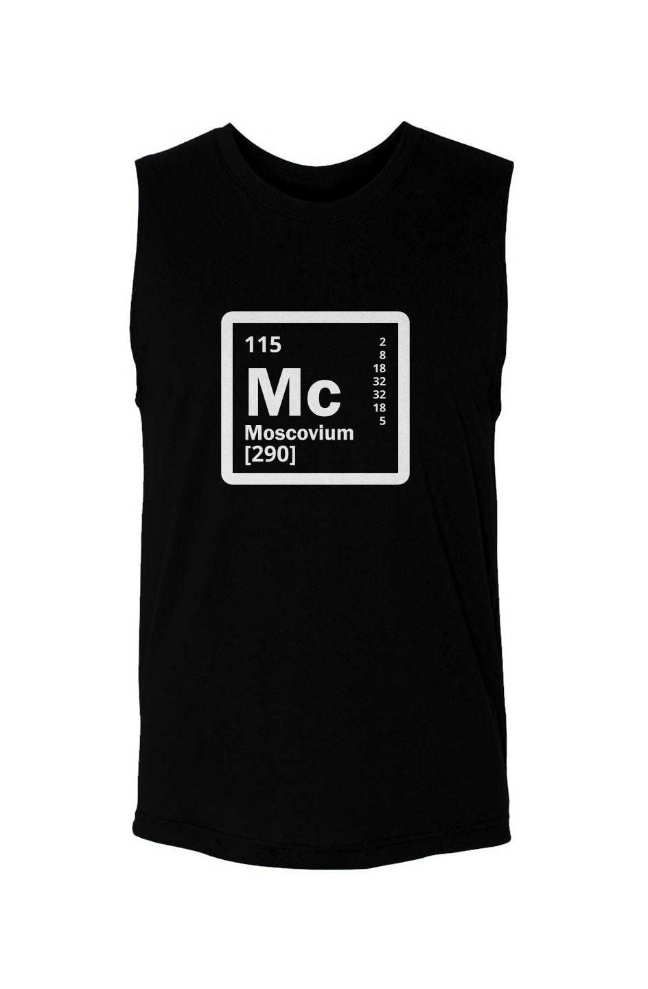 Element symbol (moscovium) (White on black)-unisex muscle tank