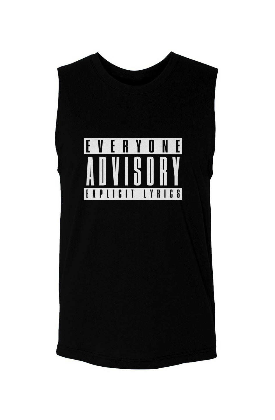 Everyone advisory explicit lyrics (White on black)-unisex muscle tank