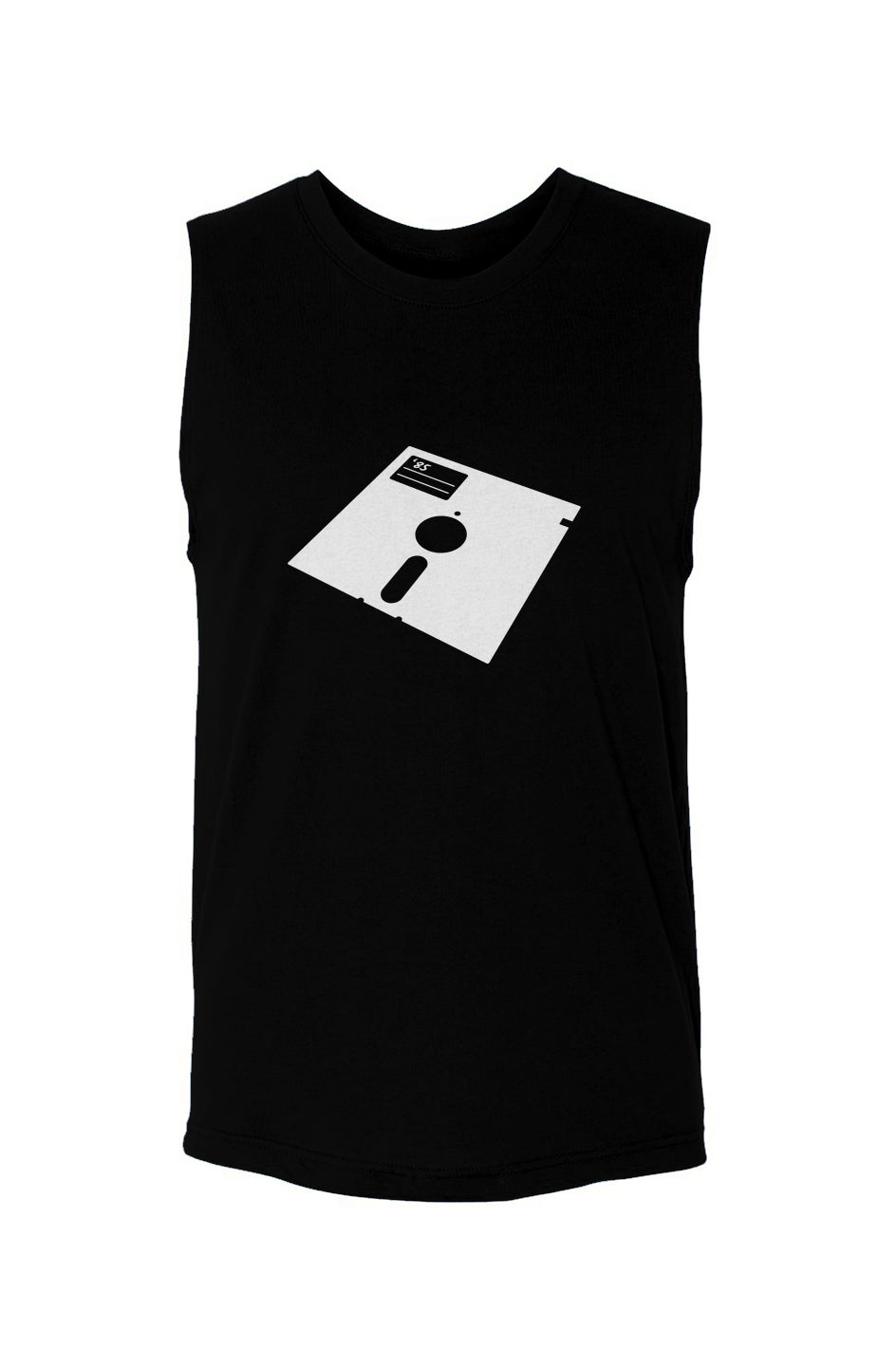 Floppy disk (White on black)-unisex muscle tank