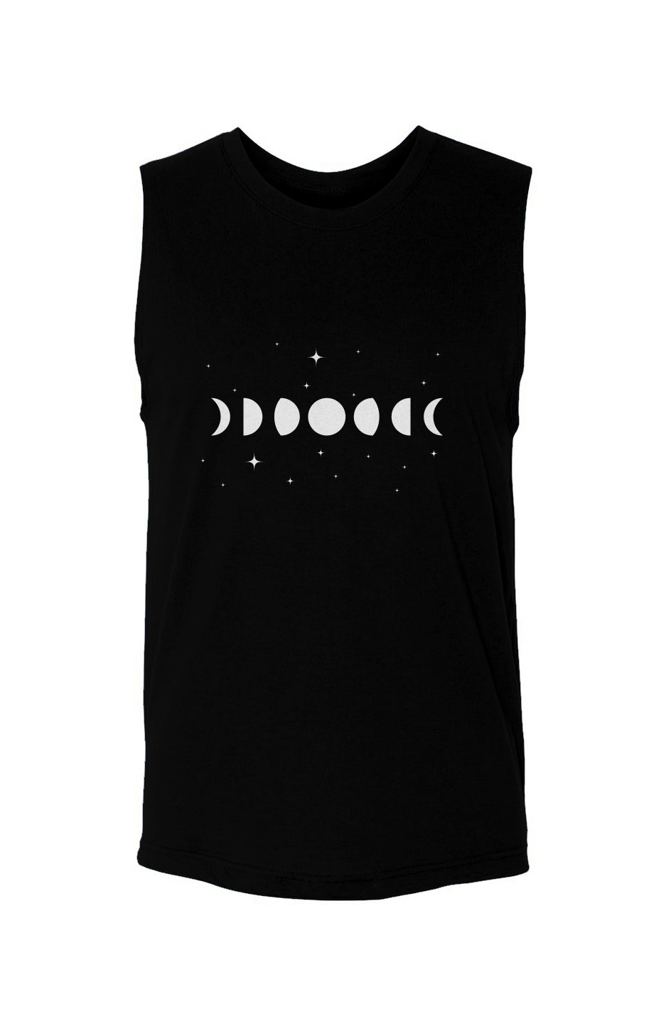 Phases of moon (White on black)-unisex muscle tank