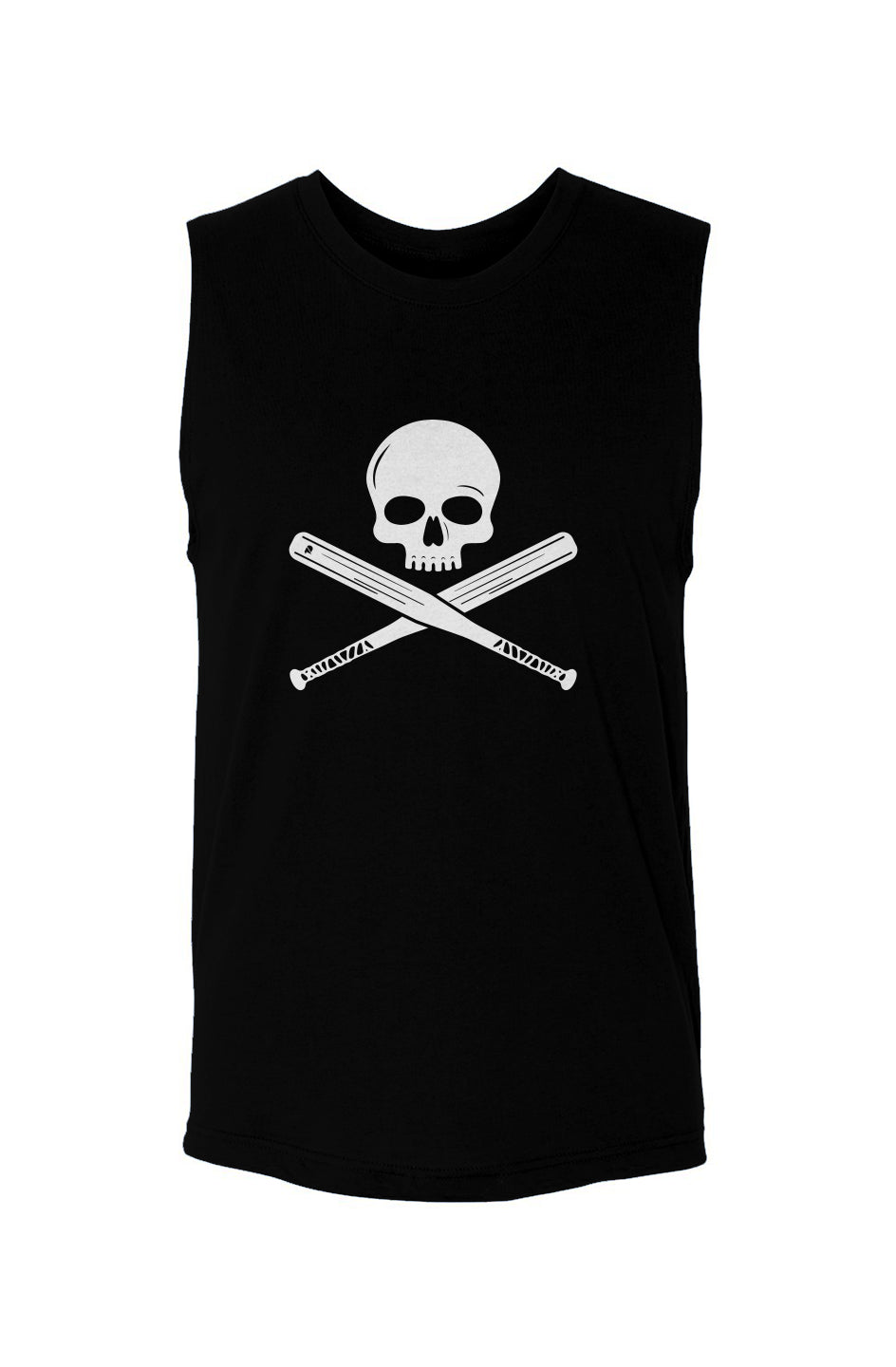 Skull and baseball bat (White on black)-unisex muscle tank