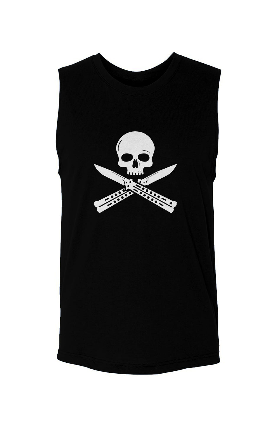 Skull and butterfly blades (White on black)-unisex muscle tank