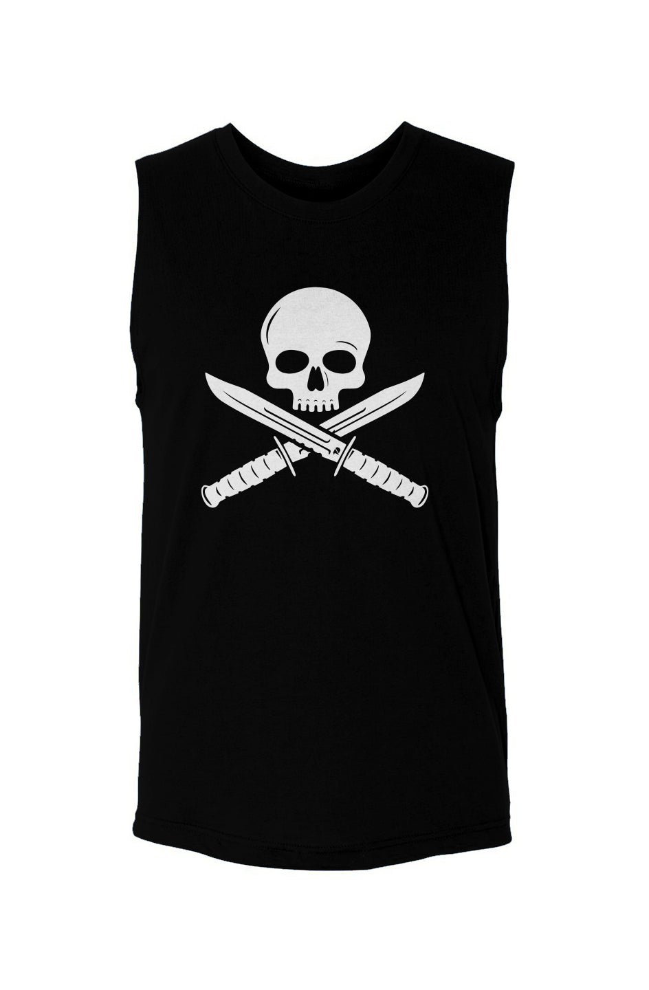 Skull and tactical blades (White on black)-unisex muscle tank