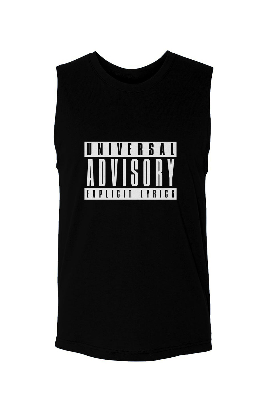 Universal advisory explicit lyrics (White on black)-unisex muscle tank