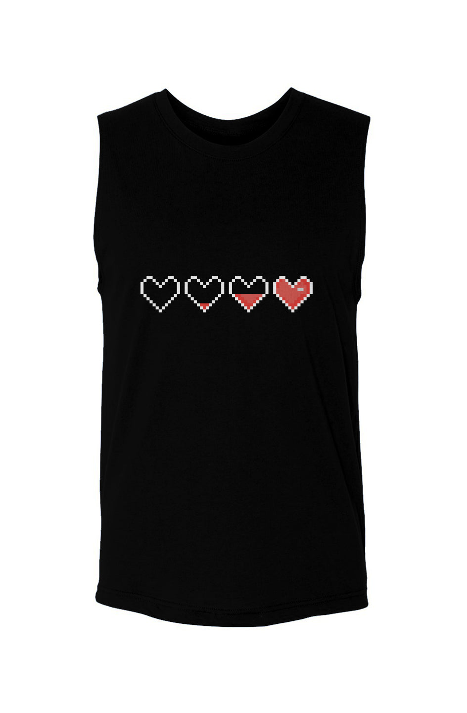 8 bit heart to heart (White to black)-unisex muscle tank