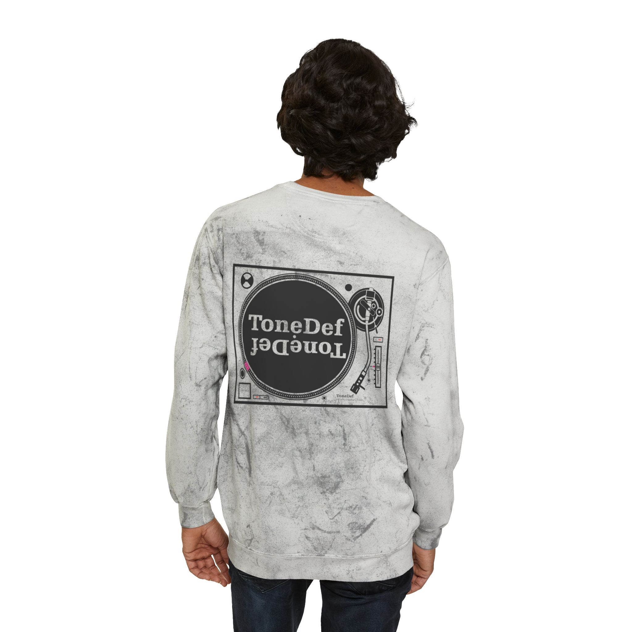 ToneDef Throwback Turntable – Unisex Color Blast Crewneck Sweatshirt