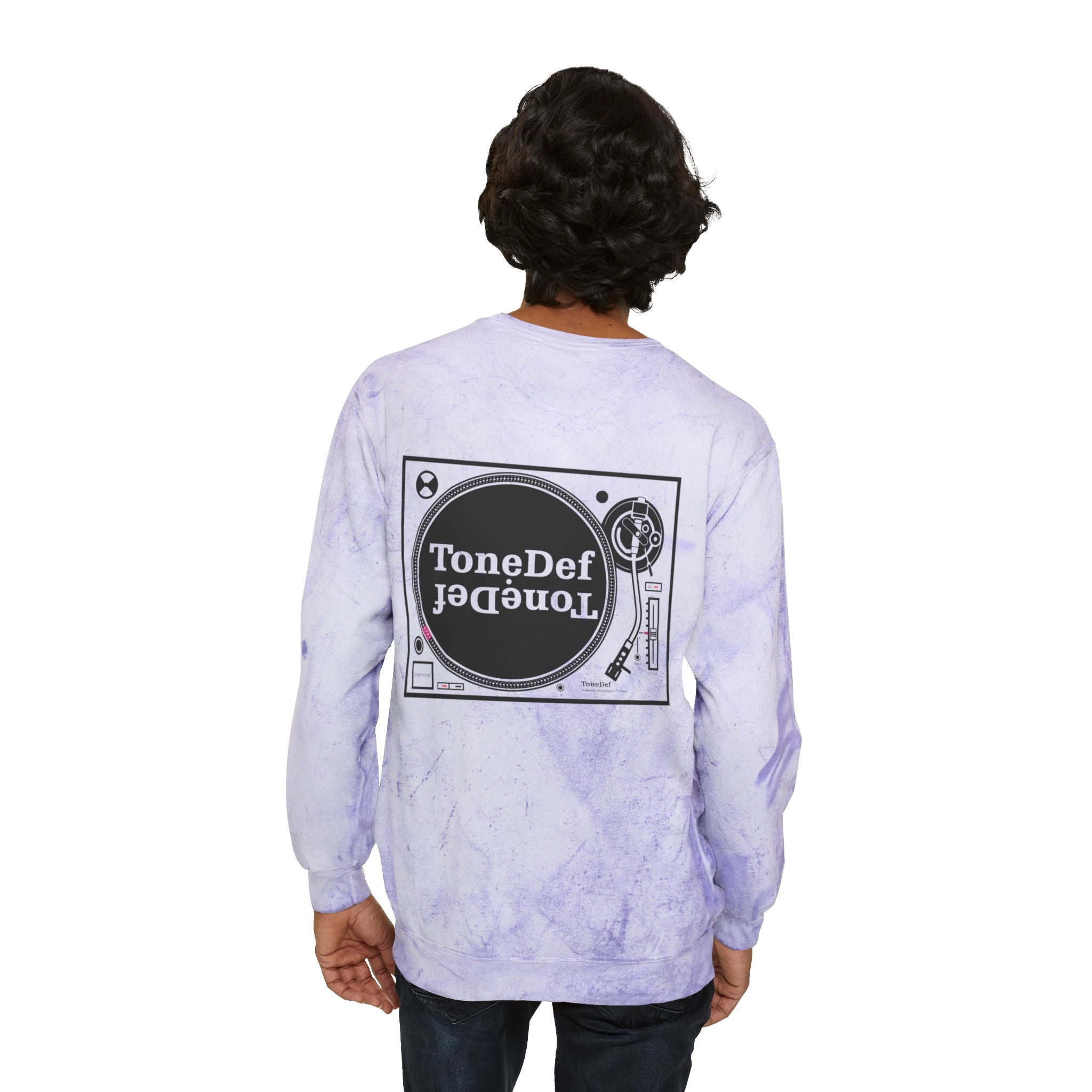 ToneDef Throwback Turntable – Unisex Color Blast Crewneck Sweatshirt